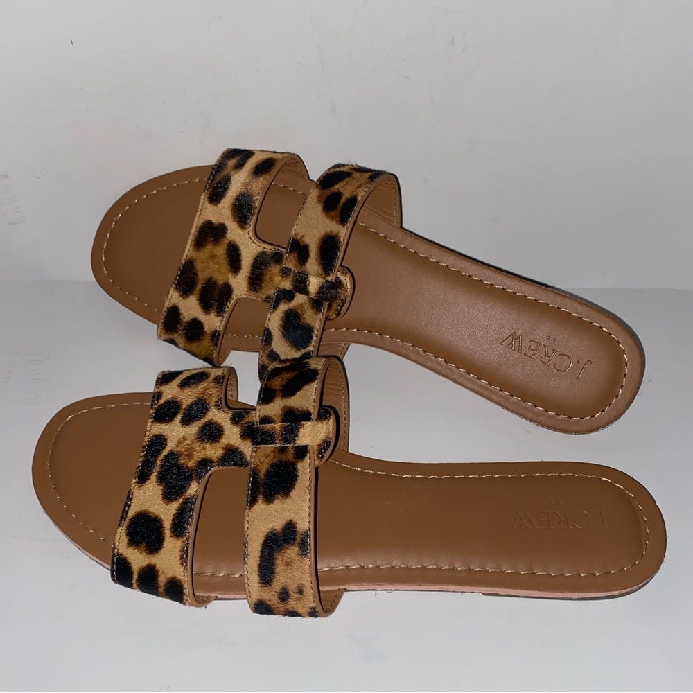 J Crew Factory Calf hair beachside slide sandals. Size 10